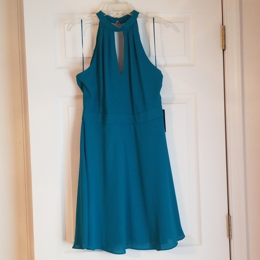 Express teal halter dress